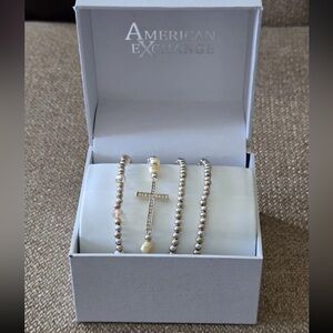 American Exchange Gold and Silver Beaded Bracelet Set Women New